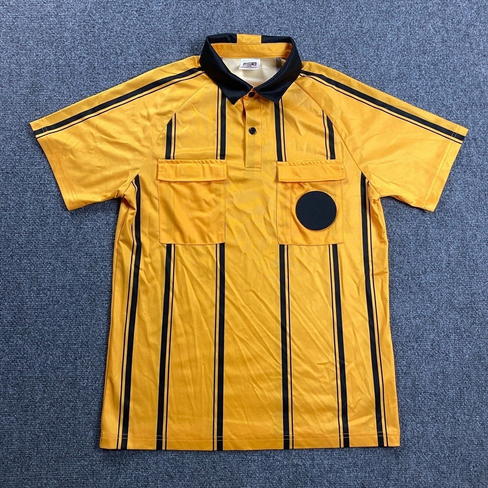 Dick's Sporting Goods Polo Shirt Adults Medium Yellow Striped Rugby Soccer Mens